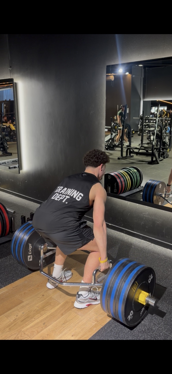 Strength training with a trap bar deadlift